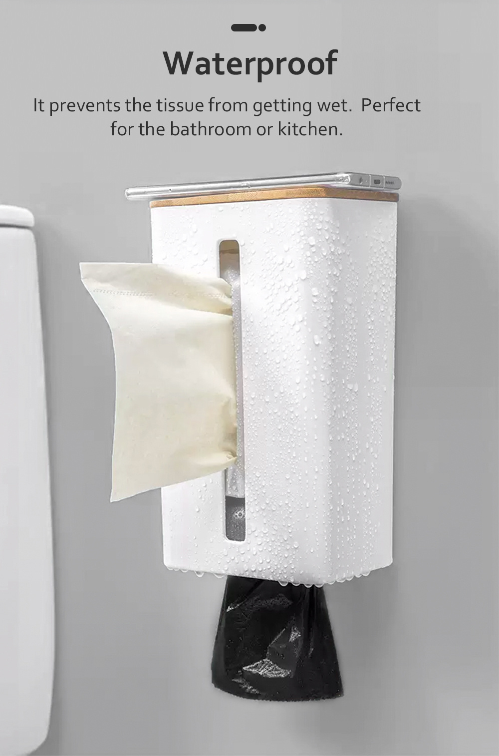 Wall Mounted Tissue Holder ABS Wipes Napkin Storage Box-5
